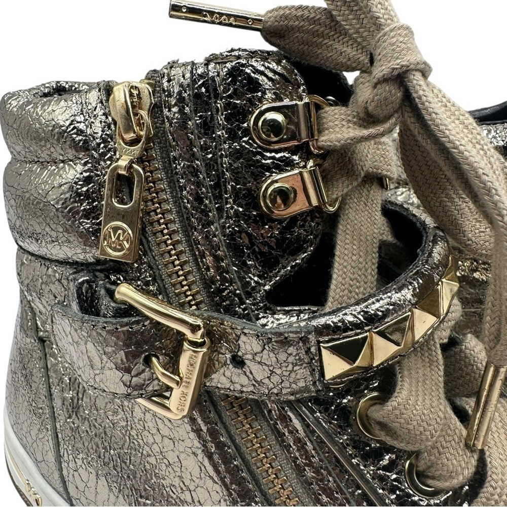 Michael Kors Metallic High Top Sneakers, Leather Upper/Rubber Outsole, Size 6.5M - Picture 7 of 16